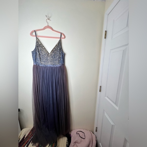 ANTHROPOLOGIE BHLDN Avery Maxi Dress in Hydrangea Size 16 - Picture 7 of 13